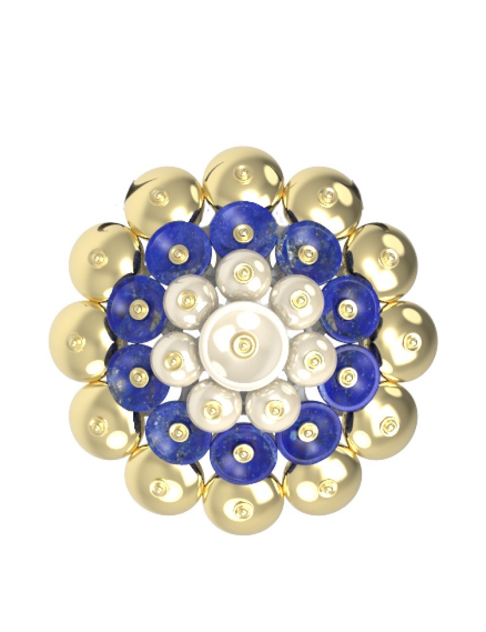 Подвеска из лимонного золота c лазуритом и перламутром