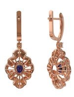 Серьги из золота c бриллиантами и сапфиром