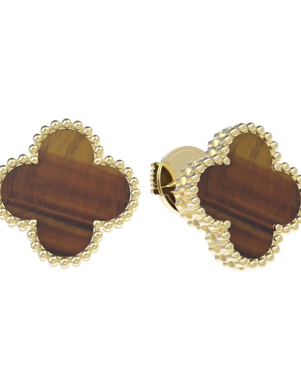 Серьги из лимонного золота c тигровым глазом