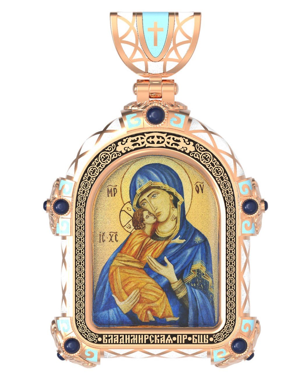 Образок из золота c эмалью и иконописью