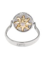 Кольцо из белого золота c бриллиантами, ониксом и перламутром