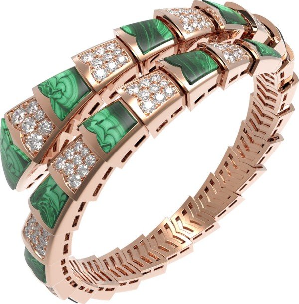 Браслет из золота c бриллиантами и малахитом