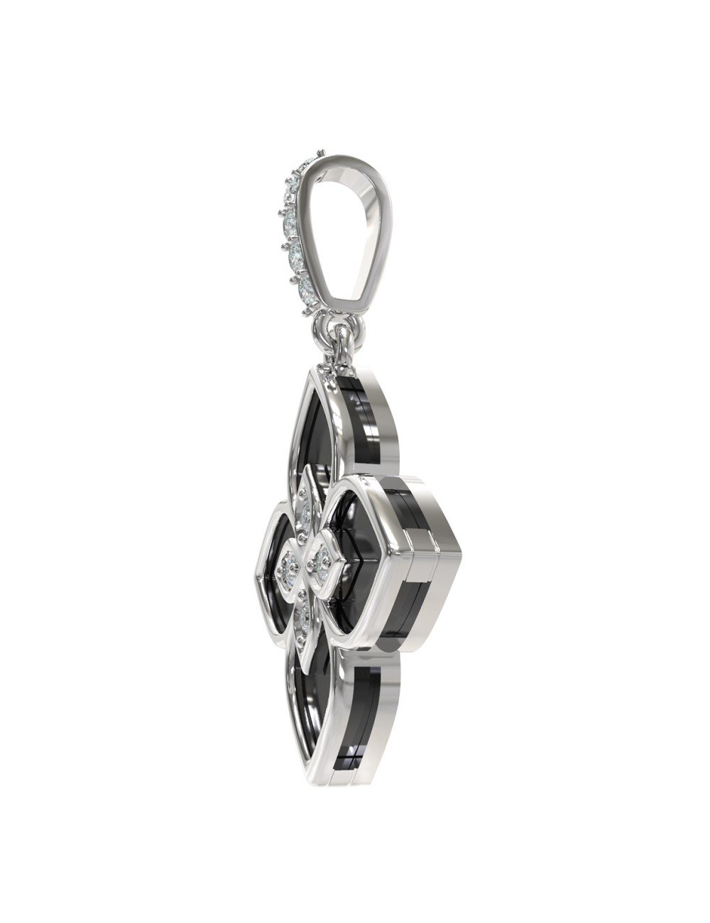 Подвеска из белого золота c бриллиантами и ониксом