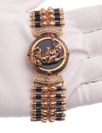 Браслет из золота c эмалью, ониксом и рубином