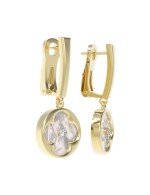 Серьги из лимонного золота c бриллиантами и перламутром