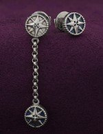 Серьги из белого золота c бриллиантами, лазуритом и перламутром