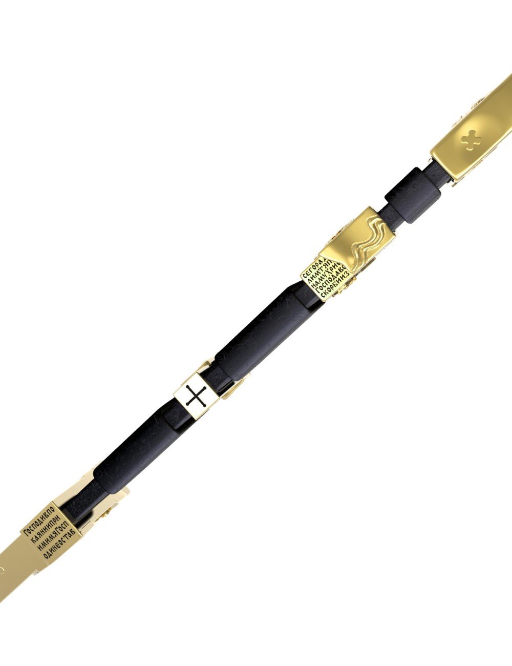 Браслет из лимонного золота c кожаным шнурком