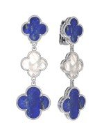 Серьги из белого золота c лазуритом и перламутром