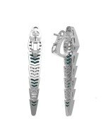 Серьги из белого золота c бриллиантами и малахитом