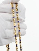 Цепь из лимонного золота c лазуритом