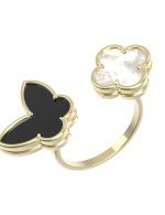 Кольцо из лимонного золота c ониксом и перламутром