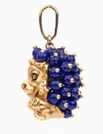 Подвеска из золота c эмалью и лазуритом