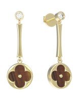 Серьги из лимонного золота c фианитом и тигровым глазом