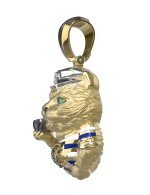 Подвеска из лимонного золота c эмалью, бриллиантами и рубином