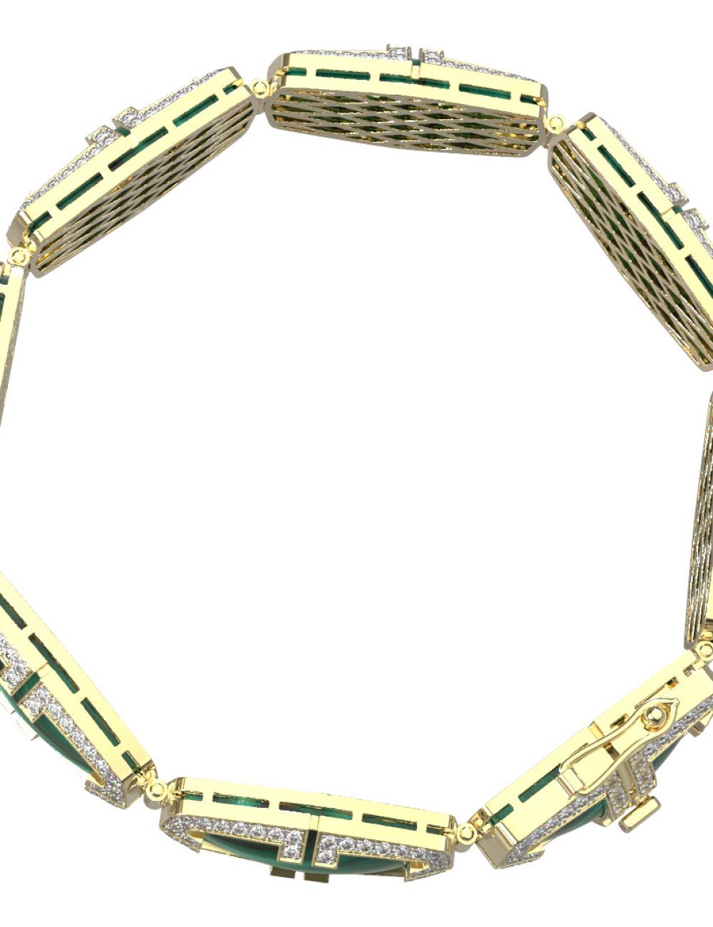 Браслет из лимонного золота c бриллиантами, рубином и малахитом