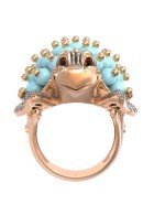 Кольцо из золота c эмалью и бирюзой