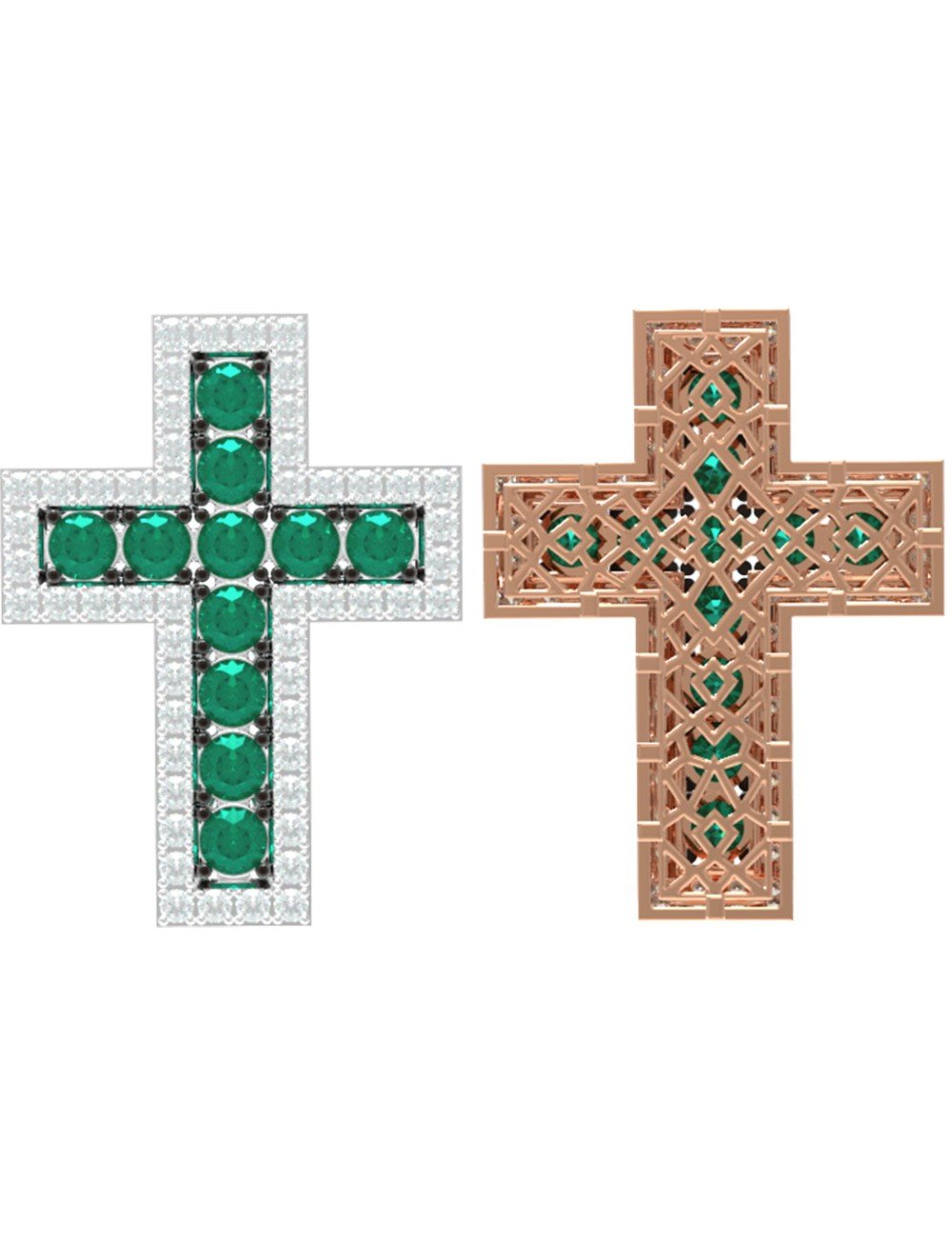 Крест из золота c бриллиантами и изумрудом