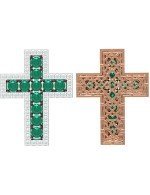 Крест из золота c бриллиантами и изумрудом