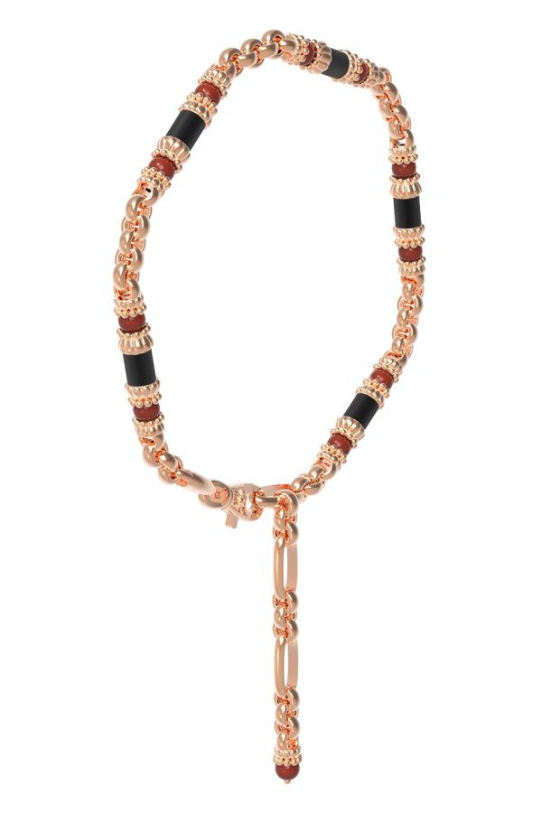 Браслет из золота c ониксом и кораллом