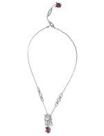 Колье из белого золота c бриллиантами, рубином и изумрудом