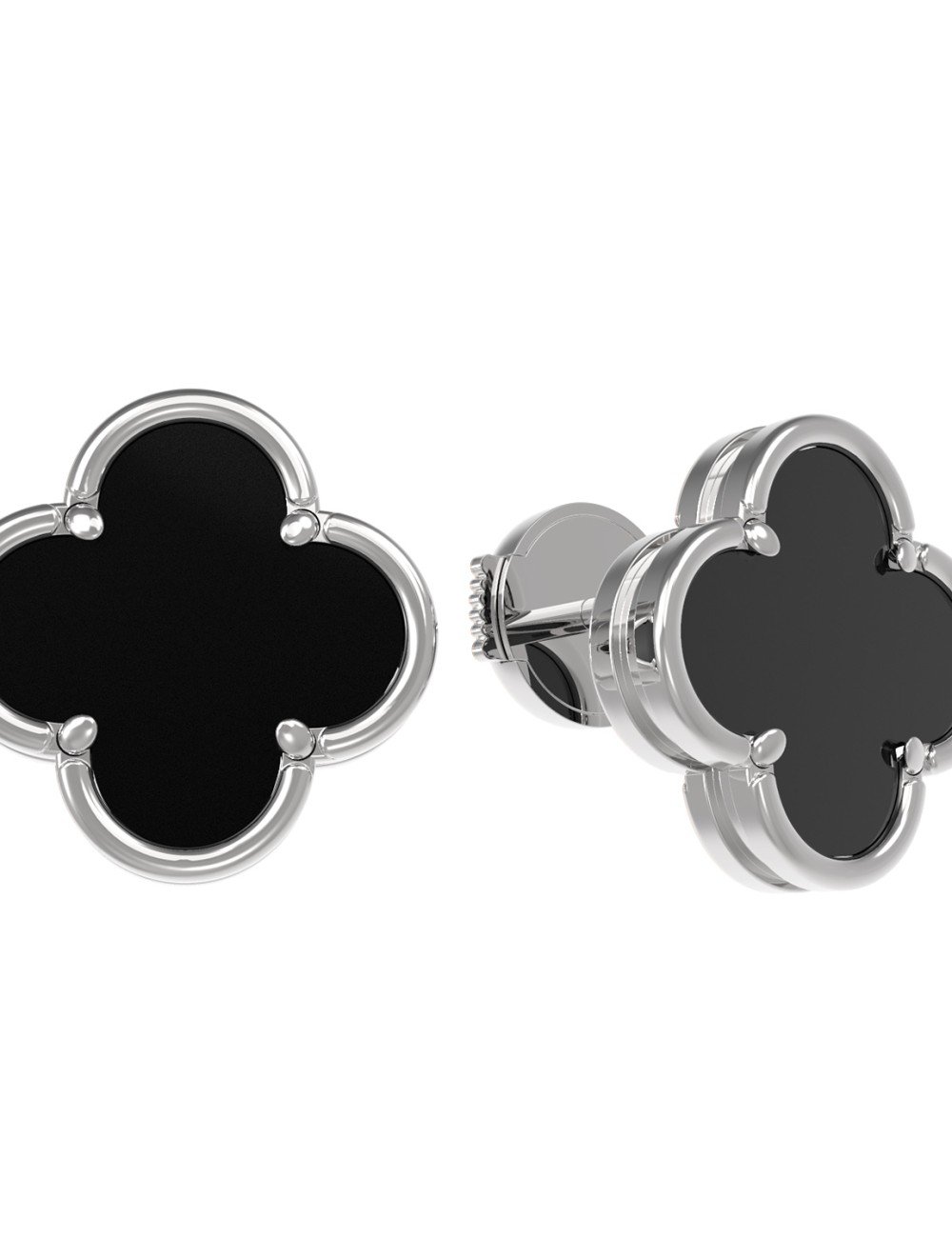 Серьги из белого золота c ониксом