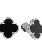 Серьги из белого золота c ониксом