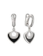 Серьги из белого золота c бриллиантами и ониксом