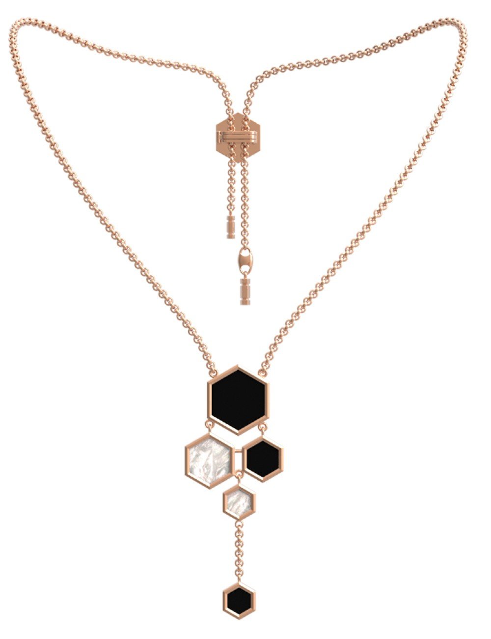 Колье из золота c ониксом и перламутром