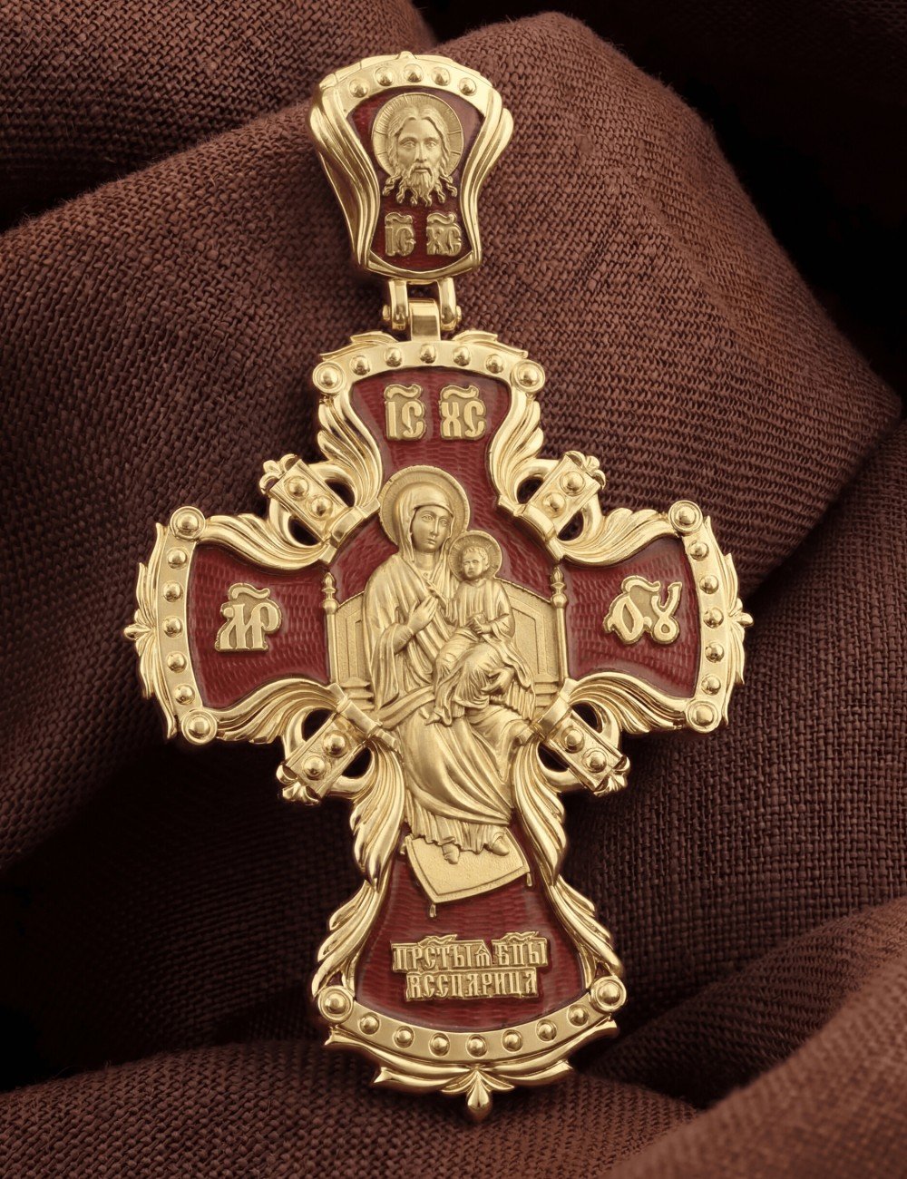 Крест из лимонного золота c эмалью