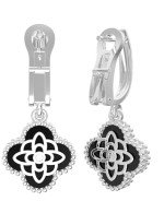 Серьги из белого золота c бриллиантами и ониксом