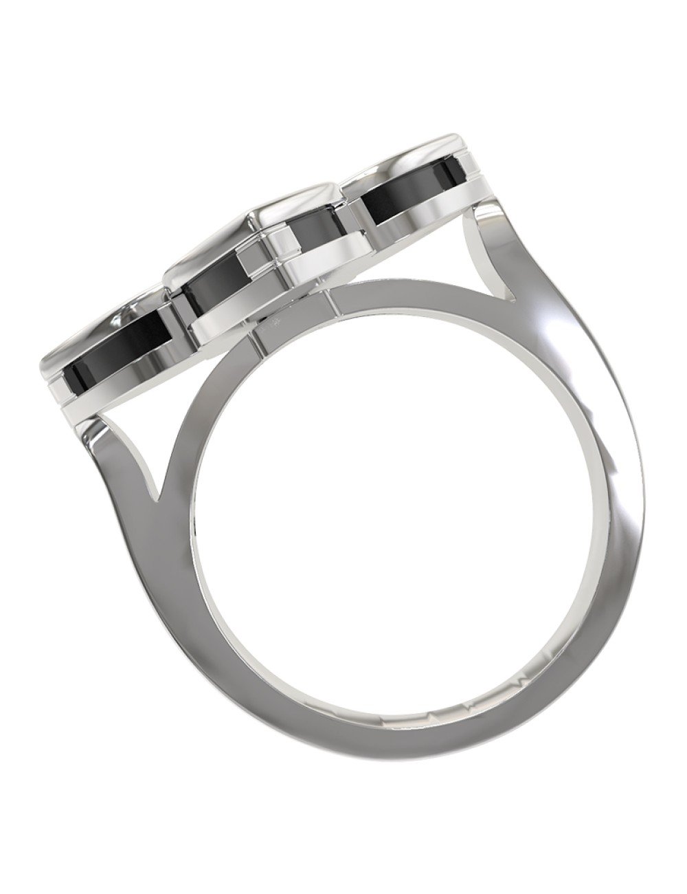 Кольцо из белого золота c бриллиантами и ониксом