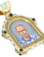Образок из лимонного золота c эмалью и иконописью