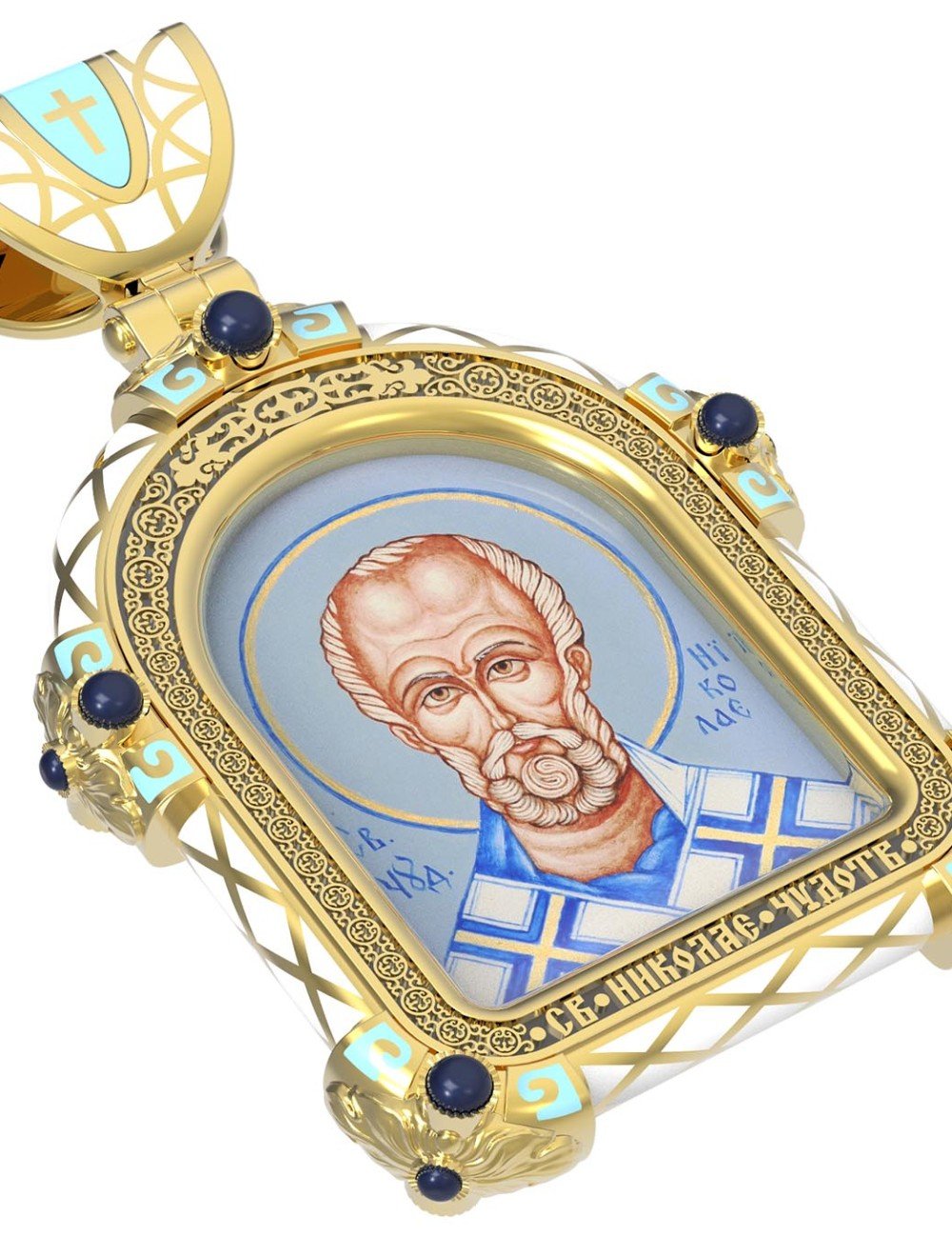 Образок из лимонного золота c эмалью и иконописью