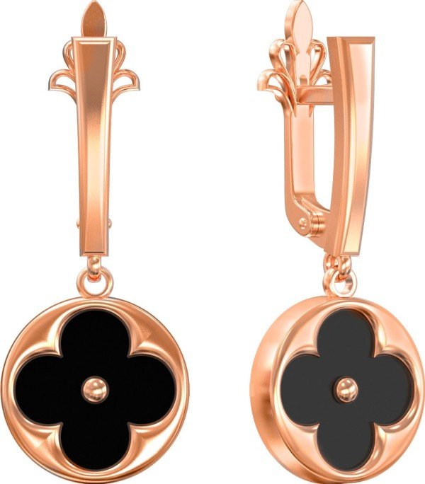 Серьги из золота c ониксом