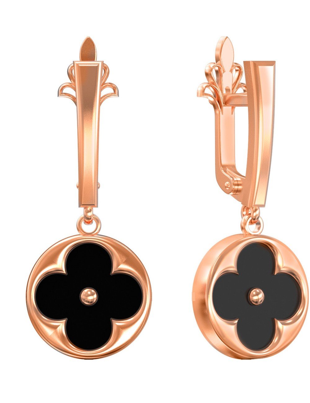 Серьги из золота c ониксом