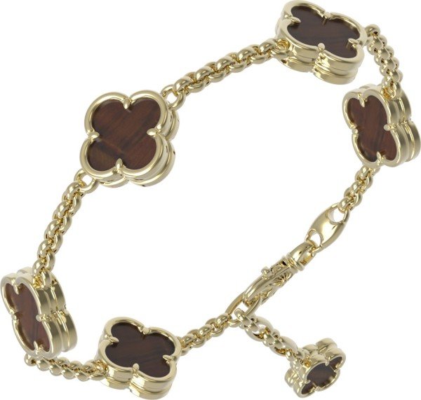 Браслет из лимонного золота c тигровым глазом