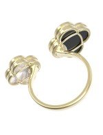 Кольцо из лимонного золота c ониксом и перламутром