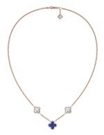 Колье из золота c бриллиантами, лазуритом и перламутром