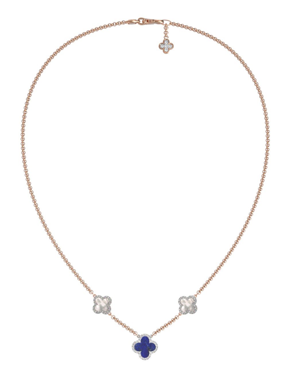 Колье из золота c бриллиантами, лазуритом и перламутром