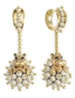 Серьги из лимонного золота c эмалью и жемчугом