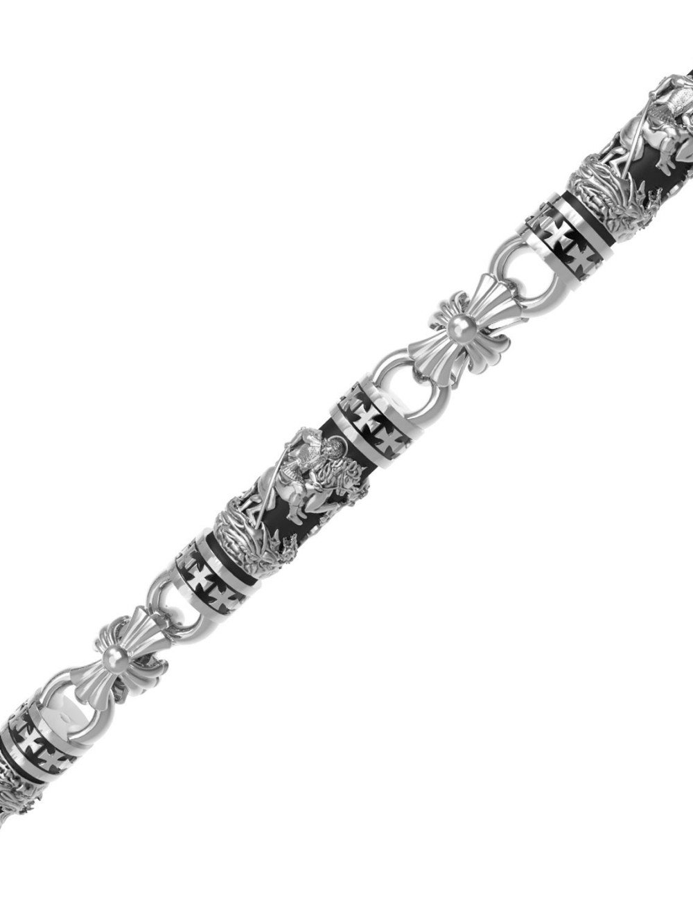 Цепь из белого золота c эбеновым деревом