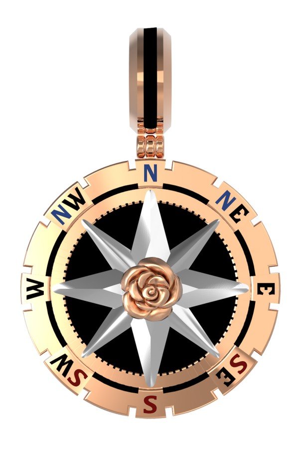 Подвеска из золота c эмалью и ониксом