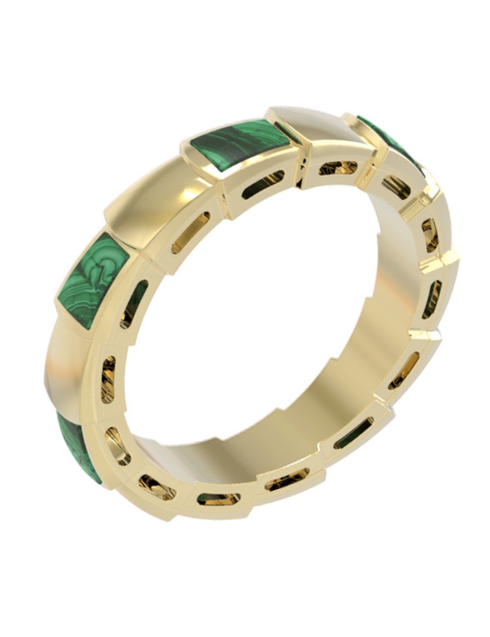 Кольцо из лимонного золота c малахитом