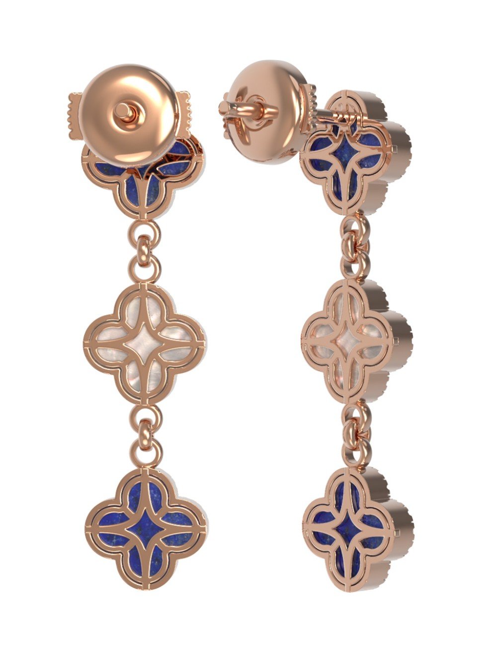 Серьги из золота c бриллиантами, лазуритом и перламутром