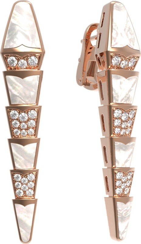 Серьги из золота c бриллиантами и перламутром