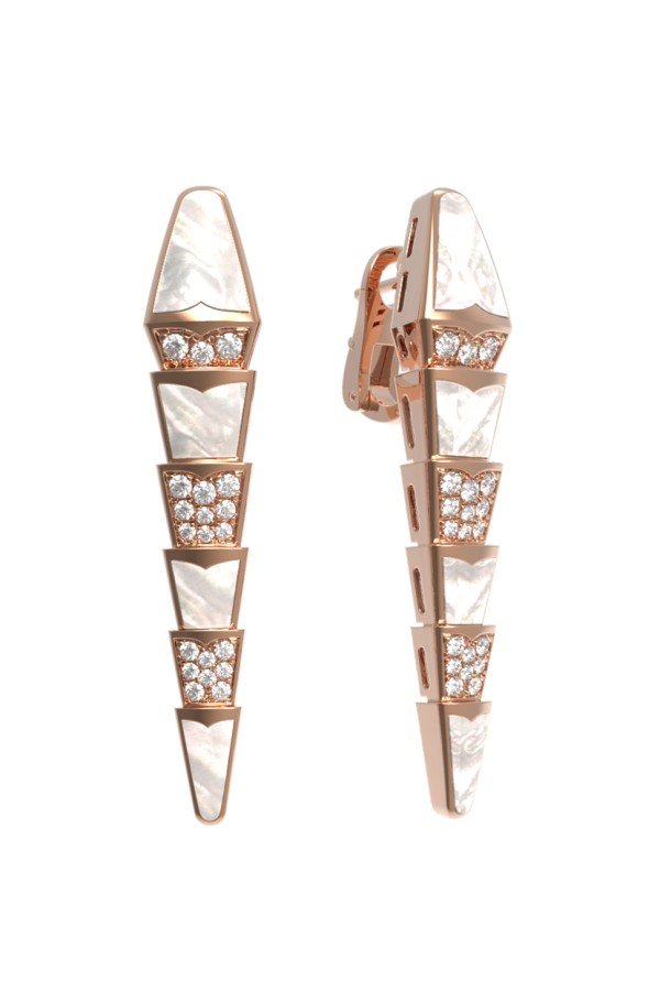 Серьги из золота c бриллиантами и перламутром