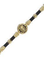 Браслет из лимонного золота c эмалью, шнурком и ониксом