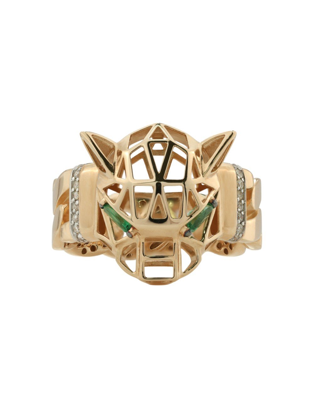Кольцо из золота c бриллиантами и изумрудом