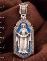 Образок из белого золота c эмалью