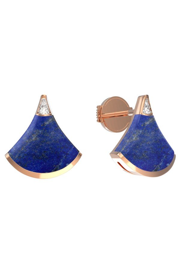 Серьги из золота c бриллиантами и лазуритом